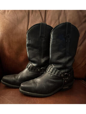 Vintage Harley Davidson Engineer Biker Boots Black Leather 8.5W Ladies 10.5W